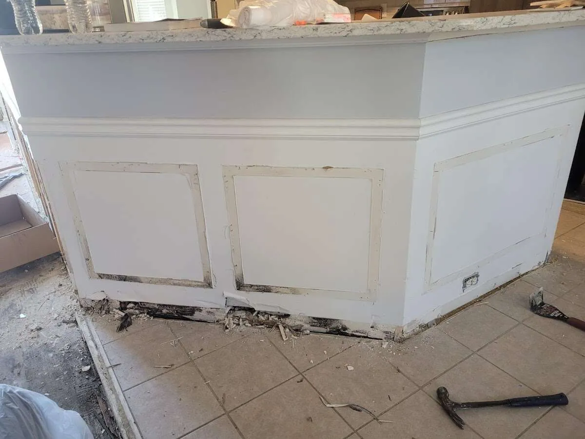 Water damage and mold on kitchen during Storm Damage Restoration in Windsor